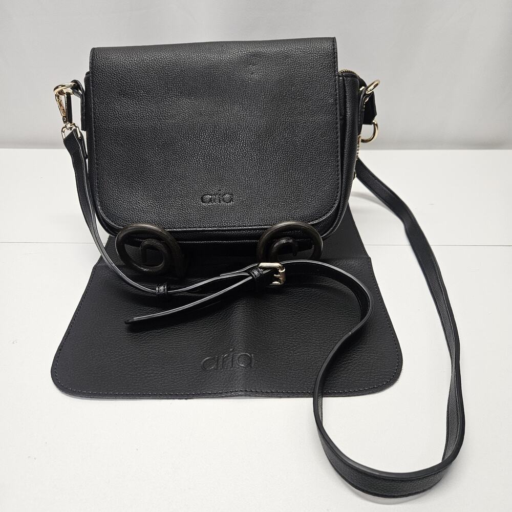 Azaria La Mère Diaper Bag Purse Vegan Leather Crossbody Bag Black Utility